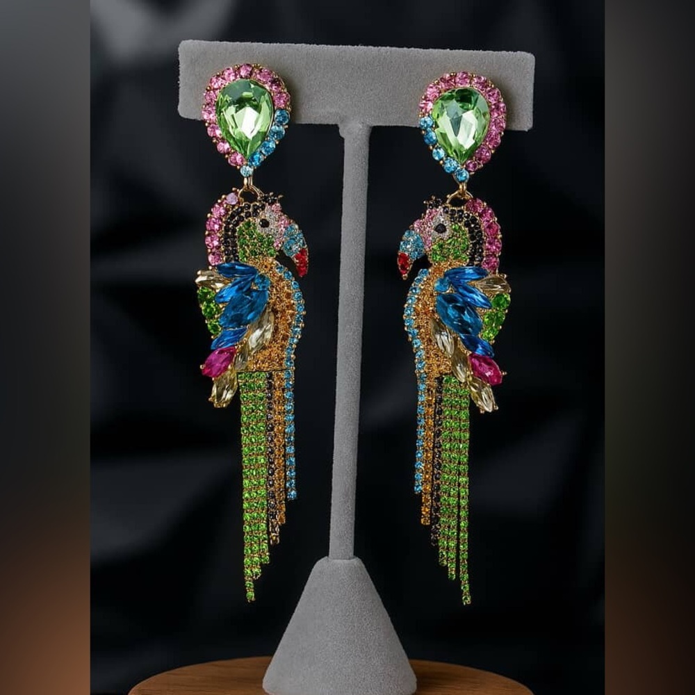 Colorful Parrot Crystal Earrings